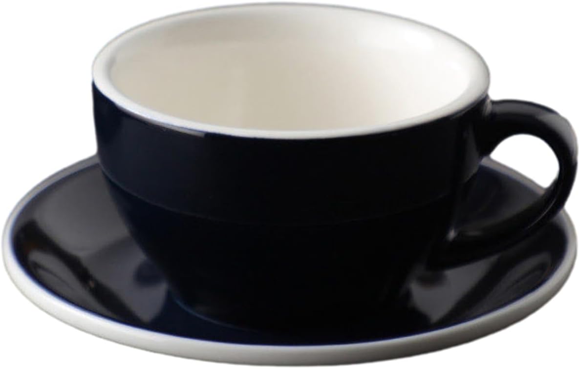 250ml/8.5oz Glazed Ceramic Coffee Cup Set, Latte Color Latte Cup Set-dark blue